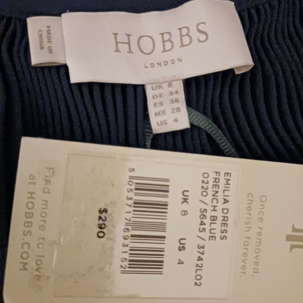 NEW HOBBS LONDON Emilia‎ Pleated Shift Dress Navy Blue Size 4 - Picture 10 of 15